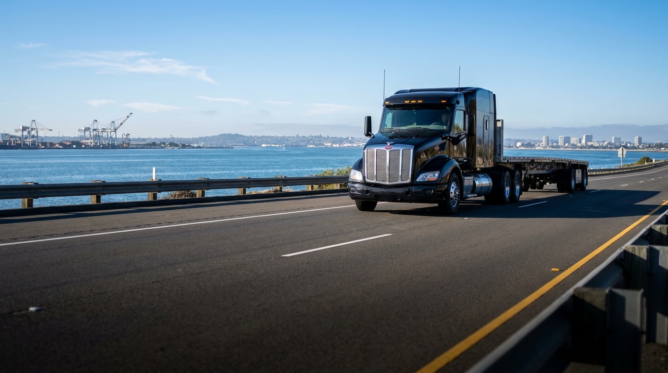 Hot shot trucking on a Texas highway near Corpus Christi