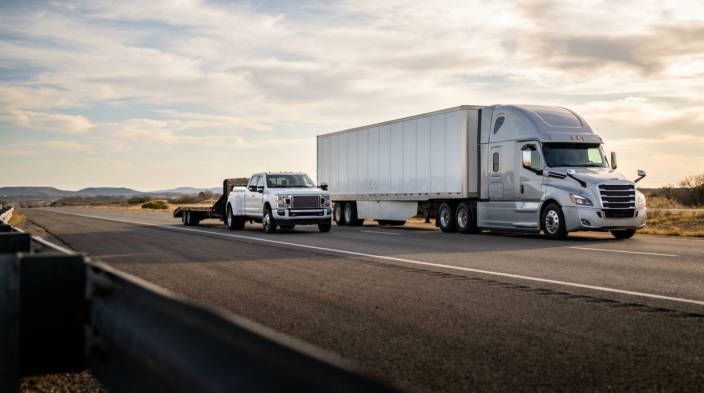 Freight moving on an open Texas interstate